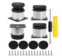 4 patas ajustables de acero inoxidable para muebles, 50 x 50 mm, con almohadillas para pies, destornillador de doble propósito, 16 tornillos cruzados