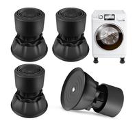4 Patas Ajustables para Lavadora, Altura Ajustable de 8,5 a 11,5 cm, Patas de Goma Antideslizantes, Amortiguadores de Vibraciones para Lavadoras y Secadoras - Negro