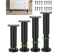 4 patas ajustables para muebles, patas de mesa de metal, patas de mesa ajustables, patas de muebles para armario, armario, TV, cama, sofá, mesita de noche, silla de baño, color negro, 180-300 mm