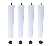 4 patas cónicas de repuesto de madera maciza para muebles, perno M8, 50 cm, ideal para sillas, mesas, armarios, sofás, otomanas, acabado blanco