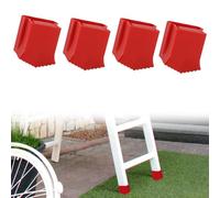 4 patas de escalera, fundas de goma antideslizantes de 45 x 34 mm, protectores antideslizantes para taburetes telescópicos de techo, color rojo