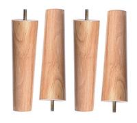 4 patas de goma para muebles de madera con perno M10 preperforado, 50 cm, patas rectas ajustables para sillas, estanterías, aparadores, color madera