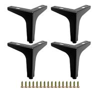 4 patas de hierro de repuesto para muebles de ángulo recto, patas de mesa de metal para sofá cama con almohadilla antideslizante (negro, 10 cm)