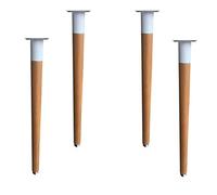 4 patas de madera maciza, patas rectas cónicas de haya, patas de mesa de centro, patas de mesa de comedor, patas de escritorio de computadora, accesorios de funda de hierro grueso, funda blanca/73,5