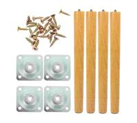 4 patas de madera para muebles con placas de montaje, almohadillas antideslizantes para mesa, silla, armario, tocador, sofá, bricolaje, 60 cm