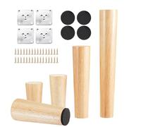 4 patas de madera resistentes de 2 a 28 pulgadas, patas minimalistas para muebles con almohadillas de goma para escritorio, sofá, cama, silla, aparador, fácil de instalar (15 cm)