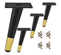 4 patas de mesa ajustables de color negro y dorado para sofá y escritorio de café, 10/15/20/25/30/40/50 cm (28.3 pulgadas y 15.7 pulgadas) - Patas modernas para muebles