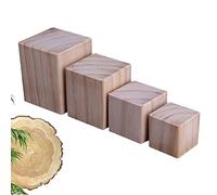 4 patas de mesa de madera, patas de madera maciza para sofá, escritorio y armario, altura ajustable de 3 a 20 cm, acabado natural, 15 x 15 x 20 cm, eleva tus muebles