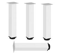 4 patas de piel de metal ajustables de 3.9 pulgadas para estantes de cocina, mesas, sillas y armarios, base antideslizante, 25 cm, patas blancas para gabinetes