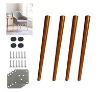 4 patas de roble macizo para muebles de 50 cm, patas en forma de cono para sofá, mesa de comedor, sillas, gabinetes, patas de repuesto, acabado marrón, incluye accesorios