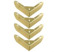 4 patas de sofá 2 en 1 de metal en forma de L para mesitas de noche, sofás, camas y armarios con acero al carbono resistente a los arañazos y almohadillas de suelo (dorado)