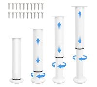 4 Patas para Muebles Blancas de Acero, Patas Ajustables para Muebles de Sofá, Cama, Armario, Zapatero y Baño, Carga 300kg, Cuadradas con Base ABS Antideslizante, 20 Tornillos (18-30cm)