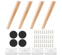 4 Patas para Muebles de Madera 40 cm, Patas inclinadas con Placas de Montaje, Tornillos y Almohadillas para Sofa, Mesa y Armario