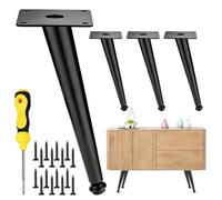 4 patas para muebles de metal, patas inclinadas cónicas para muebles, patas de armario con protectores de suelo ajustables, patas para muebles, altura regulable de 10 cm, patas de repuesto para