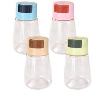 4 PC Sazonado Shaker de empuje cuantitativo Tipo de sal transparente de sal transparente para 1/8 cucharaditas Cada agitador de especias de cocción de prensa de gran apertura de apertura no textual p