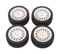 4 Pcs 1/10 RC Car Tire with Plastic Rim and Rubber Tyre, Replacement Wheels for TT01 TT02 XV01 XV02 HSP 94123 94122, 67mm Diameter Off Road Racing Wheels (Blanca)
