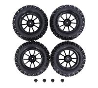 4 Pcs 12mm Hex 1/10 RC Truck Wheels and Tires, Y Shape Tread Rubber Off Road Tires with Plastic Rims for Axial Hsp Hpi, High Grip Tire Set for 1/10 Scale RC Cars