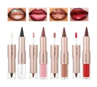 4 Pcs 2-in-1 Lip Liner And Lip Stain Perfilador de Labios Permanente Delineador Labios Larga Duración y Resistente a Las Manchas Apto para Diferentes Tonos en Piel Apto para Diversas Ocasiones