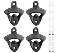 4 PCS Abrebotellas de Pared de Hierro Fundido Vintage | Uncle Paul Rústico con Tornillos Autoperforantes para Hogar Jardín Bar KTV Hotel (Negro) KH0204MX1