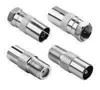 4 PCS Adaptador Antena TV para Conector Macho/Hembra - Kit de Conectores Coaxiales TV, Conexión Antena TV para Cable SAT, Terminal Anten a TV Compatible con Tomas Multimedia y Dispositivos Digitales