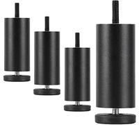 4 Pcs Adjustable 6-30cm Bed Legs Metal Replacement Heavy Duty Leg M10 Thread Sofa Foot Support Leg for Adjustable Bed Frame, DIY Dresser,Cupboard, Desk,Black-8cm/3.1in