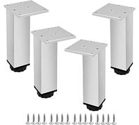 4 Pcs Adjustable Furniture Legs,Thickened Square Table Legs, Aluminum Alloy Furniture Support Feet, Cabinet Legs with Non-Slip Base, for Bathroom, Table and Sofa,Silver-8cm(3.1in)