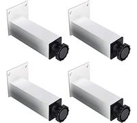 4 Pcs Adjustable Table Legs, Aluminum Alloy Cabinet Legs, Square Furniture Feet 10/20cm, with Quiet Base, Dresser for Replaceable Supporting Feet,Silver-40cm(15.7in)