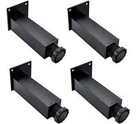 4 Pcs Adjustable Table Legs, Square Furniture Feet 10/20cm, Aluminum Alloy Cabinet Legs, with Quiet Base, Suitable for Sofa, for Replaceable Supporting Feet,Black-15cm(5.9in)