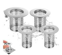 4 Pcs Atrapa Pelos Ducha, Filtro Desague Duchas, Filtro Fregadero Cocina, fFiltro Atrapapelos, Retenedor de Pelo Duchas, Tapón Desagüe Ducha de Acero Inoxidable para Lavabo Bañera Cocina(3 Tamaños)