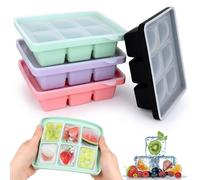 4 pcs Bandejas de Cubitos de Hielo，hielera con tapa, cubitera silicona, cubitos de hielo, molde hielo，molde hielo，para cócteles, whisky, vino, fruta, purés de frutas, helado, té helado