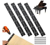 4 Pcs Bisagra Piano, 30 cm Bisagra Puerta de Madera con Orificios, Bisagras de Acero Inoxidable para puertas, pianos y ventanas, con tornillos (negro)