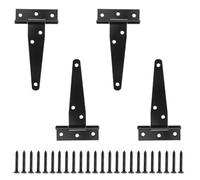 4 pcs bisagras en T resistentes con tornillo de montaje, bisagra de puerta en T de 100 mm, bisagras en T galvanizadas para puertas de madera, ventanas y cajones