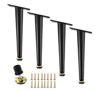 4 Pcs Black Furniture Legs,Adjustable Sofa Feet,Iron TV Desk Table Legs,Metal Furniture Support Legs,for Coffee Table,Bathroom Cabinet,with Screws,oblique38.5cm/15.1in