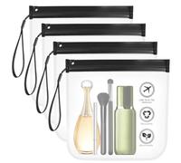 4 Pcs Bolsa Transparente Avion Neceser de Aseo TSA - Kit de Viaje Impermeable para Líquidos y Cosméticos - Bolsa de Transporte para el Avión