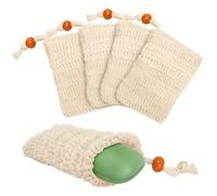 4 PCS Bolsas para Jabón Sólido, Natural Sacos de Jabón, Fundas Exfoliantes Reutilizables para Champú Sólido, Perfectas para Viajes y Uso Diario(Tamaño 14x9 cm)