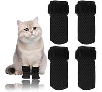 4 Pcs Botas de Gato,Fundas para Patas de Gato, Ajustables de Malla Protector de Patas para Gatos,Zapatos para gatos Resistentes a los arañazos, para la Familia, Mascotas, Gatos, Baño y Corte (S)