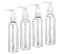 4 Pcs Botellas de Viaje Transparentes, 100ml Bomba de Plástico Botella de Viaje, Rellenables Botellas con Bomba de Plástico, Dispensador, para viaje de cosméticos loción champú líquido jabón líquido