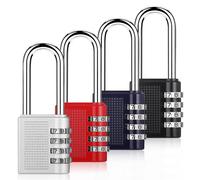 4 Pcs Candado Combinacion, Candado Taquilla Gimnasio de Cerradura Larga, Candados de Acero Inoxidable, Candados de Combinación 4 Cifras, Candado Impermeable para Taquillas Maleta Viaje (A, 4 colores)