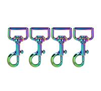 4 Pcs Carabiner Keychain, Zinc Alloy Key Organizer with Glossy Polished Finish, Compact Key Holder Clip for Wallet Pants Bag, Smooth Edges Keychain for DIY Decoration and Everyday (32mm)