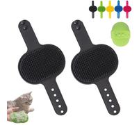4 PCS Cat Self Groomer, Silicone Cat Brush Combs-With Adjustable Strap Scratching Post Cover Protector for Indoor Cats & Dogs, Cats Massager for Furniture Legs & Corners (Black-2PCS)