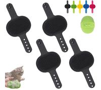 4 PCS Cat Self Groomer, Silicone Cat Brush Combs-With Adjustable Strap Scratching Post Cover Protector for Indoor Cats & Dogs, Cats Massager for Furniture Legs & Corners (Black-4PCS)