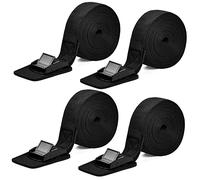 4 Pcs Cinchas de Amarre 3 m, 2,5 cm Cinturón de Amarre Ajustable con Hebilla Almohadillas, Correa de Tensión con Trinquete, Correa de Fijación Negro para Equipaje Moto Bici, Capacidad Carga 250 kg
