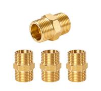 4 Pcs Conectores Rectos de Latón, Macho a Boquilla con Rosca Macho BSP de 3/8" x Rosca Macho BSP de 3/8", Reducción de Latón con Doble Boquilla para Accesorios de Tubería