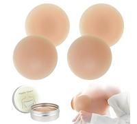 4 Pcs Cubiertas para Pezones Ultrafinas, 8 cm Pezoneras Adhesivas Invisibles de Silicona, Pezoneras Reutilizables, Protectores de Cubre Pezones Lavables para Sin Espalda Corte Bajo Vestido de Noche