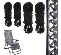 4 Pcs Cuerdas Elásticas para Silla Reclinable Universales Jardín Hamacas Cuerdas Elásticas Negro Cuerda para Tumbona Silla de Gravedad Cero Reclinables de Jardín Tumbona y Silla Elástica (2.4m+1.5m)