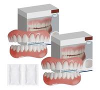 4 Pcs Dentaduras Postizas Ajustables Dientes Postizos Temporales Ajustables Protesis Dental Dentaduras Postizas Reales Dentadura Postiza Ajustable Carillas Dentales Superior Inferior Con 2 Mordedores