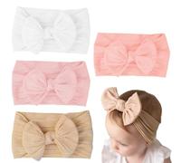 4 Pcs Diademas Bebé Niñas, Bandas Elásticas de Nailon Suaves y Anchas, Cintas Para la Cabeza de Recién Nacidos Para Niñas, Bebés