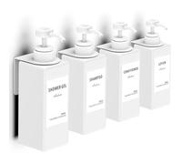 4 Pcs Dispensador de Botellas de Recargable, 500ml Dispensador Gel y Champu Ducha Contenedor de Loción con 16 Etiqueta Impermeable, para Baño, Viajes, Hoteles-Verde