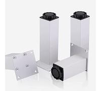 4 Pcs DIY Sofa Feet, Adjustable Furniture Cabinet Leg, Black Square Furniture Metal Table Legs, 10, 20, 30cm for Dining Table, Wardrobe, Table and Chairs,Silver-20cm(7.9in)
