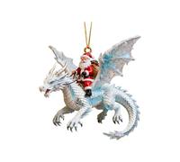 4 PCS Dragon Ornaments for Christmas Tree - Santa Riding a Flying Dragon Hanging Decoration, 2D Acrylic Holiday Pendant, Seasonal Décor, Christmas Ornaments For The Home, Ceiling, Shelf, Bookshelf Car